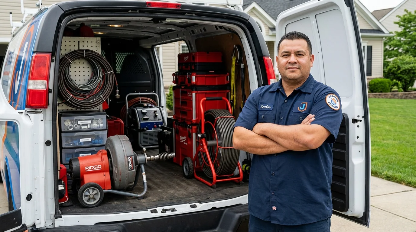 Professional drain cleaning equipment and Johns Plumbing LLC plumber in Cromwell