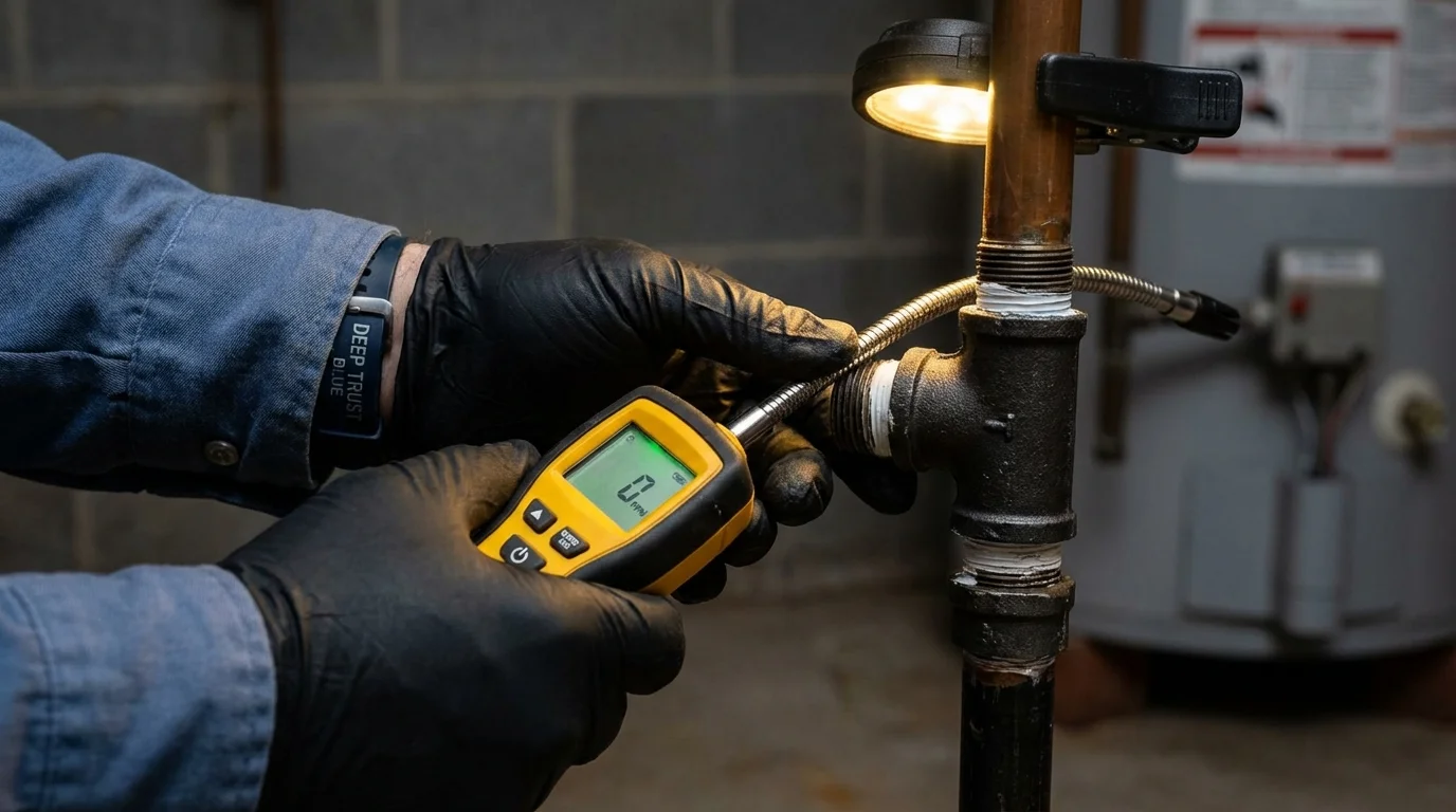 Gas leak detection with electronic sniffer by Johns Plumbing LLC in Cromwell